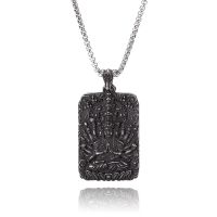 ZZOOI Fashion Buddha Pendant Necklace Charm Stainless Steel Link Chain Necklace for Lucky Jewelry for Men Women Gifts SP0551