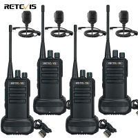 Retevis RB629วิทยุสองทางวิทยุ PMR446สำหรับงานหนัก2ทางพร้อมโคลนไร้สายระบบเตือนภัยฉุกเฉิน VOX วิทยุมืออาชีพแบบสองทิศทางพร้อมไมโครโฟนลำโพงสำหรับงานก่อสร้าง (4ชิ้นสีดำ)