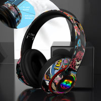 Graffiti DJ หูฟังไร้สาย Bluetooth Headset Gamer พร้อมไมโครโฟนสำหรับ Xiaomi Kids PC Game BT 5.1หูฟังรองรับ TF Card...