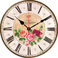 Wall Clocks Silent Non Ticking Pink Wall Clock Vintage Spring Floral 12 Inch for Girls Bedroom Living Room Kitchen Office