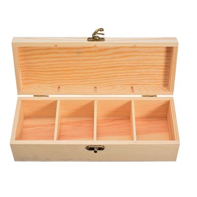 Mayitr 4 Compartment Wooden Storage Box Tea Jewelry Watch Container Case with Lock For Home Craft Box Tool