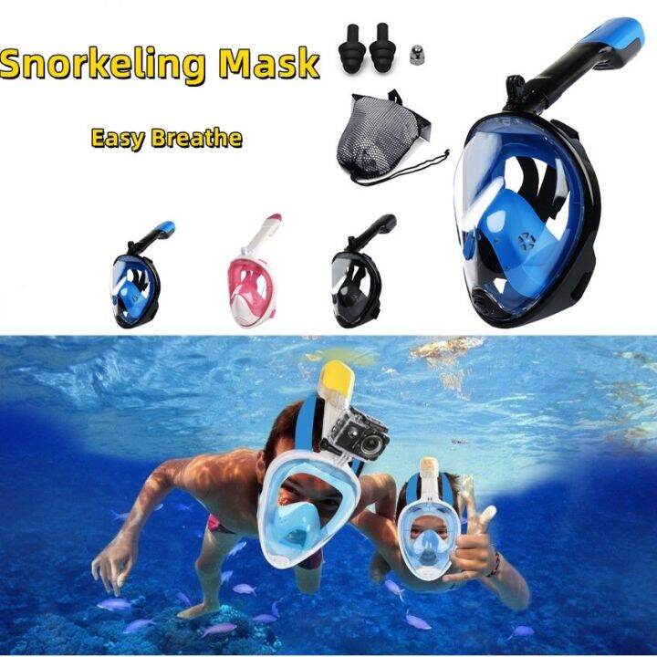 Full Face Snorkeling Mask Set Anti Leak Easy Breathing Snorkel Diving
