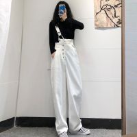 【YD】 Korean y2k Womens Cotton Denim Overalls or Jumpsuit Bib Jeans Dungarees Ladies Baggy Straps Trousers