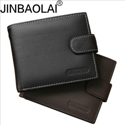 【JH】Genuine Leather Wallet Men Clip Cowhide Wallet Men 2022 Brand Coin Wallet Small Clutches Mens Purse Coin Pouch Short Men Wallet