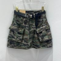 ✚₪▬ Workwear camouflage denim skirt female small high waist elastic A-line skirt hot girl anti-skid bag hip culottes