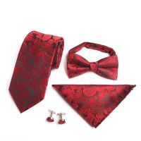 Cashew Blossom Men Necktie Bow Tie Handkerchief Cufflinks Set Wedding Accessories Jacquard Corbatas Para Hombre Elegantes