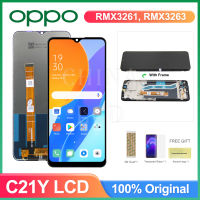 6.5 "สำหรับ Oppo Realme C21Y RMX3261 / Realme C25Y RMX3265จอแสดงผล LCD ดั้งเดิมเปลี่ยนชิ้นส่วนกรอบแผงสัมผัสด้วย