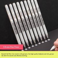 3/13Pc White Gel Pen 0.8mm Fine Point White Pen Refill Rod for Artists Art Drawing Sketching Writing Highlight Marker Fineliner