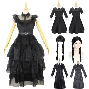 Movie Wednesday Cosplay Dresses Wednesday Addams Cosplay Costume Gothic  Wind Adult Kids Children Dress Halloween Party Costumes - AliExpress