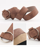 Women Leather Belt Fashion Round Metal Buckle Leisure Dress Jeans Wild Without Pin Strap