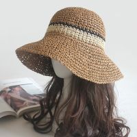 New Fashion Simple Portable Summer Beach Hat Female Casual Panama Hat Lady Brand Women Flat Brim Straw Cap Girls Sun Hat Bob