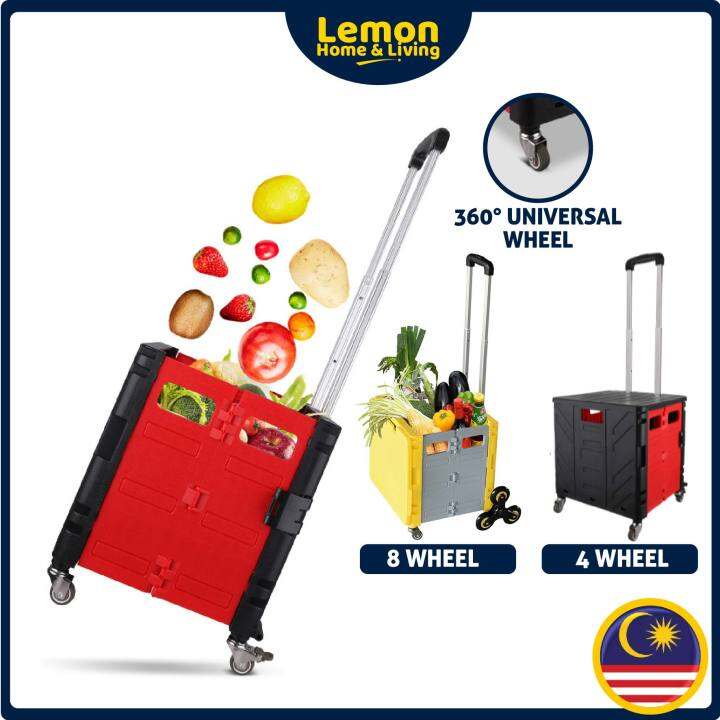 🍋LEMON🍋 65L Extra Large 4/8 Wheel Folding Shopping Cart Trolley Storage