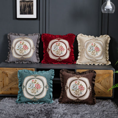 Luxuried Chenille Embroidery Floral Pillow Cushion Cover Home house decoration Sofa Chair Bed Car Decorative Throw Pillowcase