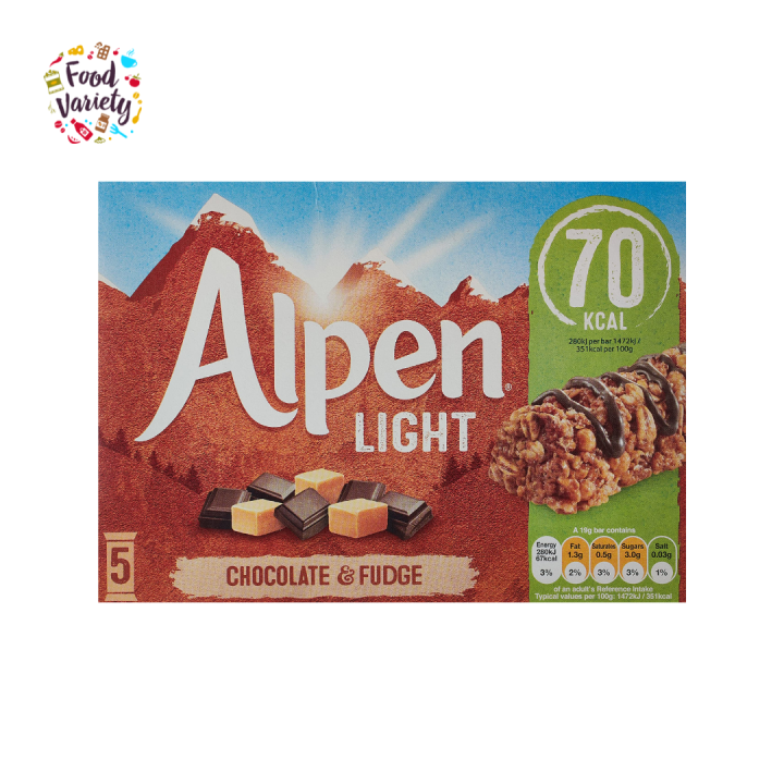 Alpen Light Chocolate & Fudge Bar [5X19g] 95g อัลเพน ไลท์ ช็อกโกแลต