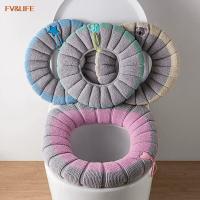 Warm Round Knit Toilet Seat Cover Setinodoro Bathroom Accessories Toilet lid For Bathroom Cushion Handle Thicker Soft Washable Toilet Covers