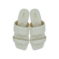 SHU PALETTE SOFT CUBIC SQUARE SANDALS - WHITE CHOC รองเท้าแตะ