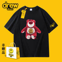 Drew Doll2023รุ่นใหม่สตรอเบอรี่หมีร่วมแบรนด์เสื้อยืดสตรีทย้อนยุคแบรนด์แฟชั่นชายหญิงรุ่นเดียวกันแขนสั้น