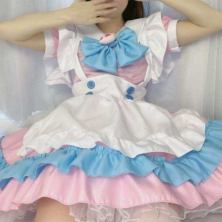 lolita-dress-cute-pink-ruffle-maid-outfit-kawaii-bow-knot-dress-japanese-girl-jk-cosplay-costumes-lolita-daily-uniform-party