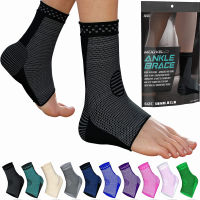 MODVEL 2 Pack Ankle Brace Compression Sleeve | Injury Recovery, Joint Pain | FSA or HSA eligible | Achilles Tendon Support, Plantar Fasciitis Foot Socks with Arch Support Medium A Black