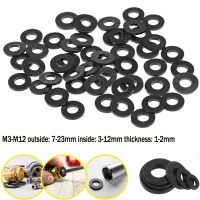 25/50/100pcs M3 M4 M5 M6 M8 M10 M12 Black Insulation Sealing Ring Rubber Flat Washer Gasket  For Screw Bolt Nails  Screws Fasteners