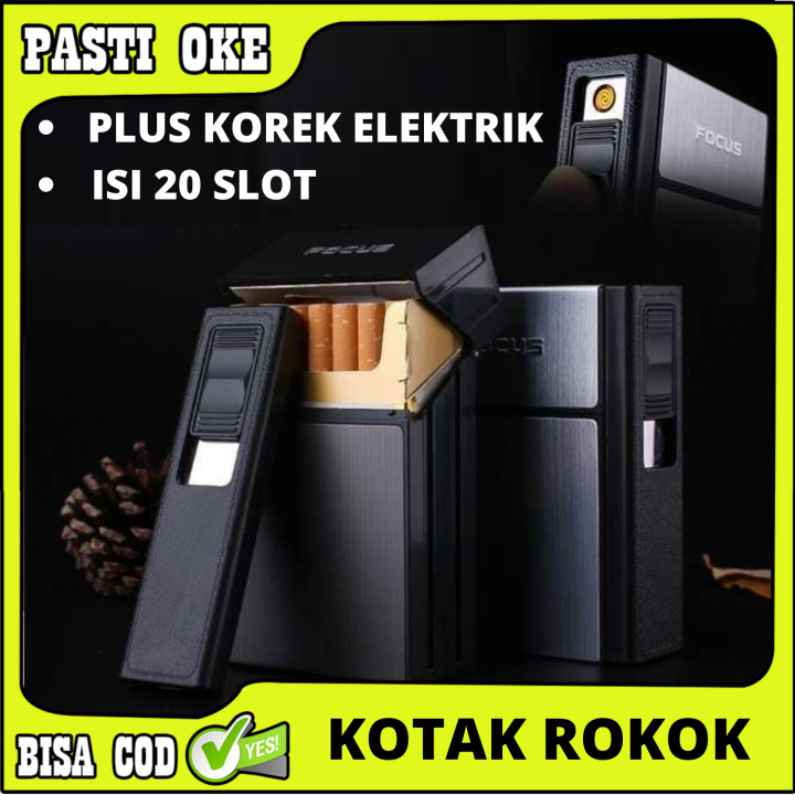 Focus Kotak Rokok 20 Slot Plus Korek Tempat Bungkus Roko Rokok