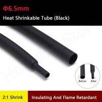 Φ6.5mm Black Heat Shrinkable Tube 2:1 Shrink Polyethylene Wire Cable Insulated Sleeving Tubing -55℃~125℃ Electrical Circuitry Parts