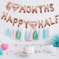 1Set 6 Months Happy Half Year Heart Foil Balloons 1/2 Birthday Party Balloons Banner Boy Girl Baby Shower Party Decorations Balloons