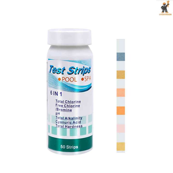 【Fast Delivery】50 Strips 6 in 1 Swimming Pool Spa Water Test Strips