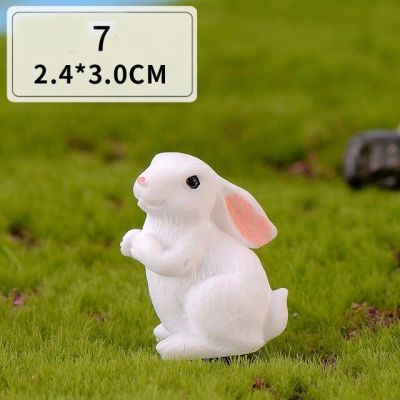 กระต่ายอีสเตอร์น่ารัก1ชิ้น12สไตล์กระต่ายงานฝีมือหุ่นเรซิ่นเครื่องประดับกระต่ายขนาดเล็กอุปกรณ์สวนสวย