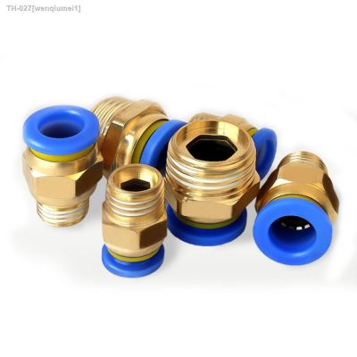 ♕ Pneumatic Quick Connector Male Thread BSPT M5 1/8 1/4 3/8 1/2 PU Hose Air Pipe 4 6 8 10 12 14 16mm PC8-02 Brass Straight