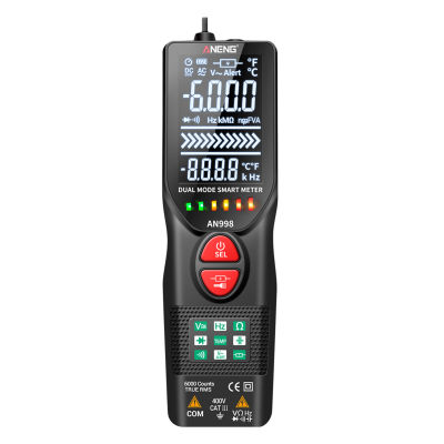 ANENG Intelligent Digital Multimeter Fully Automatic Non-Contact Tester Digital NCV Tester VA Display for AC/Direct Current Voltage NCV Capacitance Diode Continuity Resistance Frequency Temperature Neutral / Live Wire Measurement