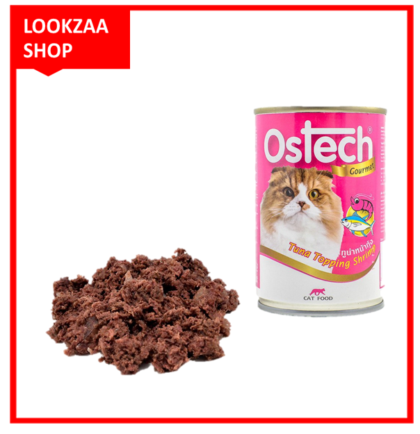 ostech-gourmet-ออสเทค-อาหารกระป๋องกัวเม่-สำหรับแมว-รสทูน่าหน้ากุ้ง-ขนาด-400-g