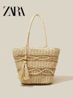 Zara⑤ คือความสามารถกระเป๋าฟางธรรมชาติกระเป๋าทอในช่วงฤดูร้อนของ2023กระเป๋าสะพายทรงสี่เหลี่ยมวันหยุดแบบพกพากระเป๋าสะพายข้างโจ๊กเกอร์