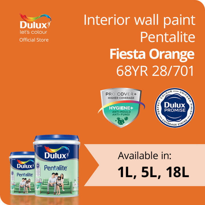 Dulux Pentalite - Fiesta Orange (68YR 28/701) (Anti-mould & Anti-fungus ...