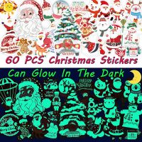 [24 Home Accessories] Yamaiow 60 Pcs Glow In The Dark Christmas Stickers Luminous VSCO Animals Sticker On Laptop Water Bottle Bike Kids Toy DIY Decal