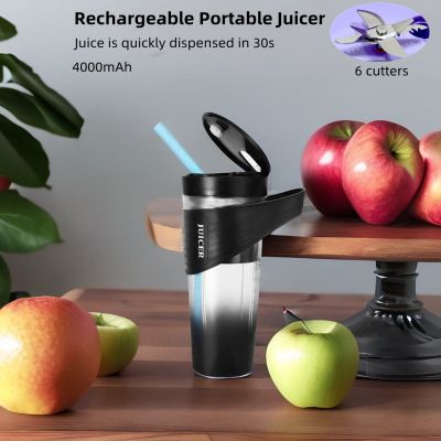 Mini Portable Blender Bottle Usb Rechargeable Smoothie Blender 400ml Glass Juice Bottle with Lid Wireless Portable Juice Machine