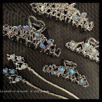 【cw】 Original Design Opal Metal Barrettes Female Summer Back Head Hair Updo Holder Gap Former RedLarge Size Shark Clip !