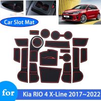 แผ่นกันลื่นสำหรับ Kia Rio 4 Tonic X-Line 2017 2018 2020 2019 2021 2022รถกันลื่นเสื่อร่องประตูอุปกรณ์เสริมภายใน