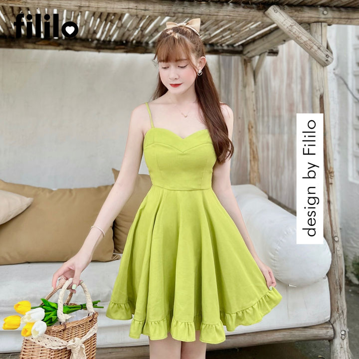 Váy Xoè 2 Dây Cúp Ngực Bơ Linen Dress Tặng Quần Short FILILO Đầm ...