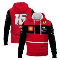 2022 Hot Selling NewF1 Formula One Ferrari Team Red Short-Sleeved Out Of Print Spanish Santander Joint Racing Hoodie RedPullover