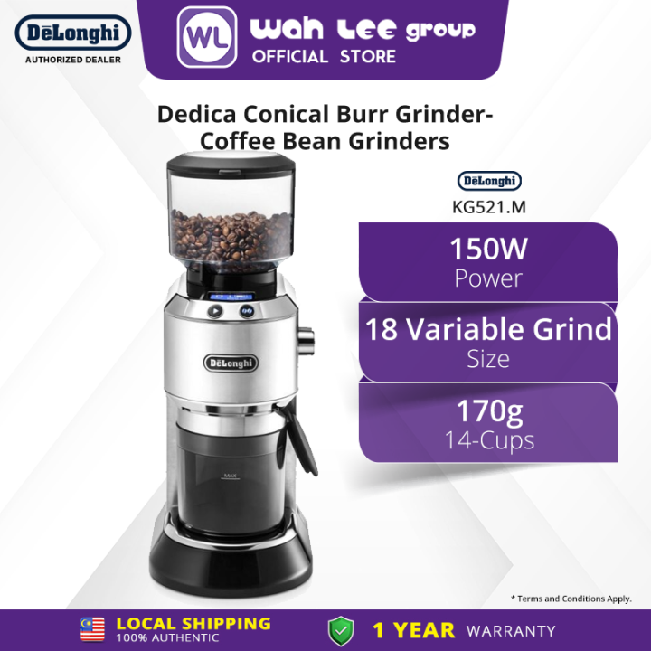 De'Longhi Dedica Burr Coffee Grinder Silver - KG521.M WAH LEE