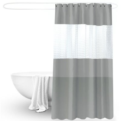 Pure Color Thick Stitching Shower Curtain Bathroom Curtain Peva Gray Semi-permeable Bath Waterproof Partition Shower Curtain