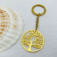 Personalized Tree of Life Pendant Keychain Custom 1-9 Family Member Names Mens Women Stainless Steel Keychains Gifts for Parents Key Chains