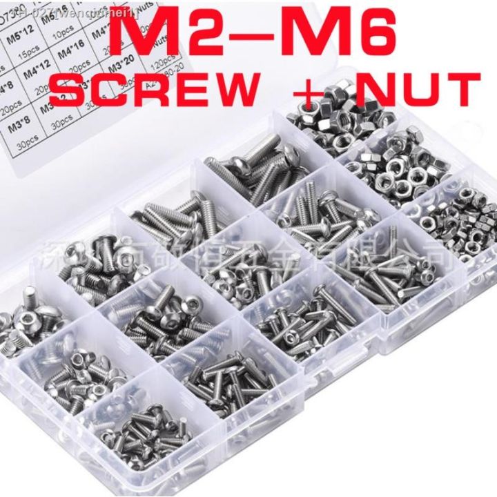 iso7380-m2-m3-m4-m5-m6-hex-button-socket-head-cap-screw-nut-hexagon-machine-bolt-assortment-kit-set-304-stainless-steel