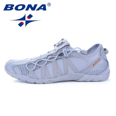 BONA Men Running Shoes Lace Up Athletic Shoes Outdoor Breathable Athletic Shoes Mesh Walking Jogging Sneakers Max Size 36-50