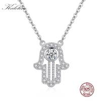 KALETINE 925เงินสเตอร์ลิง Hamsa สร้อยข้อมือโชคดี Fatima สร้อยคอยาวจี้สายโซ่ยาวผู้หญิง Chocker ขายส่งจำนวนมาก