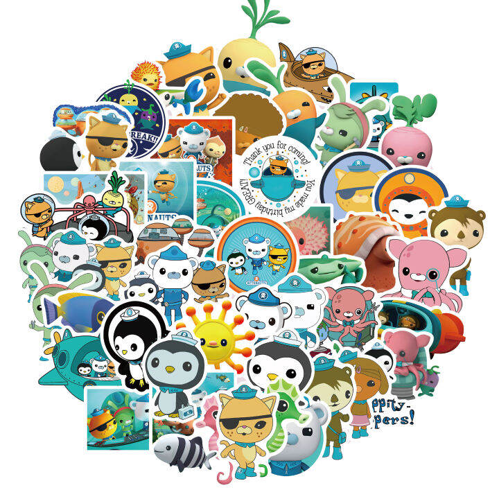 50pcs Octonauts Stickers Cute Ocean Animated Cartoon Image Decoration