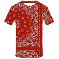 2023 In stock Red Bandana 3d Print  Men Hip Hop Cool Streetwear Funny T-shirt Men Casual Short Sleeve Tops O-neck Clothes，Contact the seller to personalize the name and logo