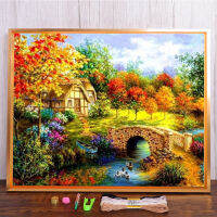 Meian DIY Natural Scenery Pastoral Life Painting Embroidery Cross Stitch Kits 11CT Printed Canvas Handmade Crafts Home Decorate