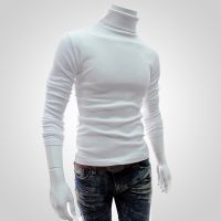 New Mens Slim Turtleneck Long Sleeve Tops Pullover Warm Stretch Knitwear Sweater Tight-fitting High-neck Casual Men Clothing